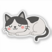 Cute Sleeping Tuxedo Cat Drawing シール (正面)