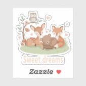 Cute Sleeping Woodland Animals Sweet Dreams Nurser シール (シート)