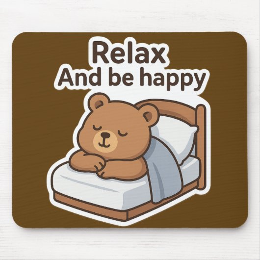 Cute Sleepy Bear Sticker マウスパッド (正面)