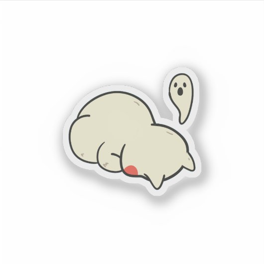 Cute Sleepy Blob Ghost Sticker シール (正面)