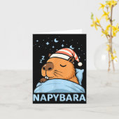 Cute Sleepy Capybara Funny Napybara Pajamas カード (黄色い花)