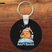 Cute Sleepy Capybara Funny Napybara Pajamas  キーホルダー (正面)