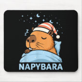 Cute Sleepy Capybara Funny Napybara Pajamas  マウスパッド (正面)