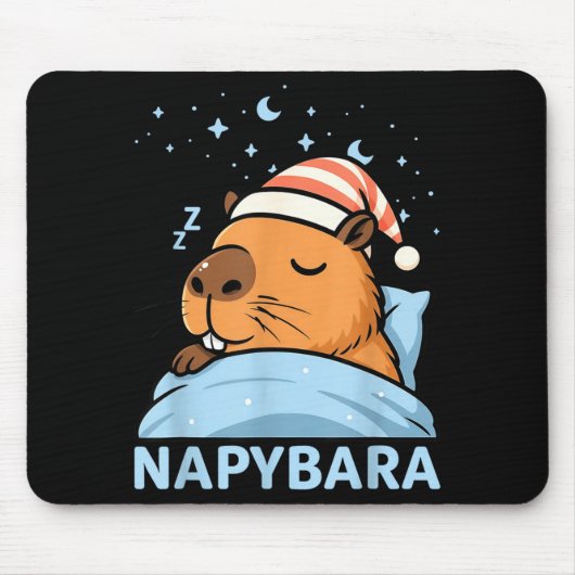Cute Sleepy Capybara Funny Napybara Pajamas マウスパッド (正面)