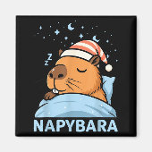 Cute Sleepy Capybara Funny Napybara Pajamas マグネット (正面)