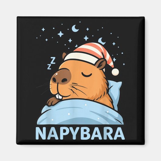 Cute Sleepy Capybara Funny Napybara Pajamas マグネット (正面)