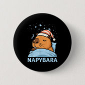 Cute Sleepy Capybara Funny Napybara Pajamas  缶バッジ (正面)