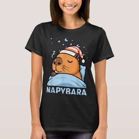 Cute Sleepy Capybara Funny Napybara Pajamas  Tシャツ (正面)