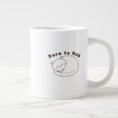 Cute Sleepy Cat “Nap First” Line Art Design ジャンボコーヒーマグカップ (右)