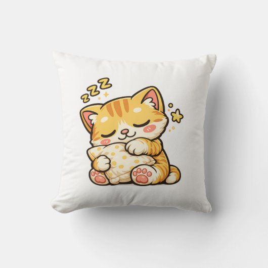 Cute Sleepy Cat Pillow クッション (正面)
