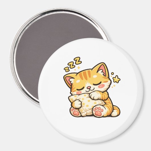Cute Sleepy Cat Pillow マグネット (正面/裏面)