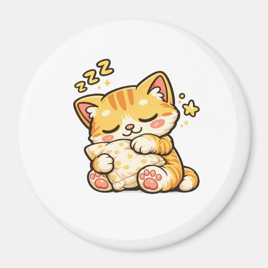 Cute Sleepy Cat Pillow マグネット (正面)