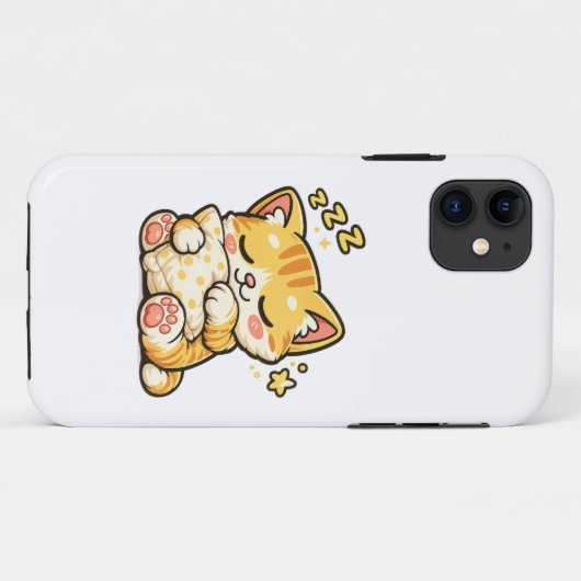 Cute Sleepy Cat Pillow Case-Mate iPhoneケース (裏面(横))