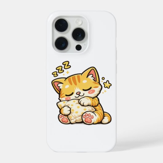 Cute Sleepy Cat Pillow iPhoneケース (裏面)