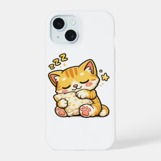 Cute Sleepy Cat Pillow iPhone 15ケース