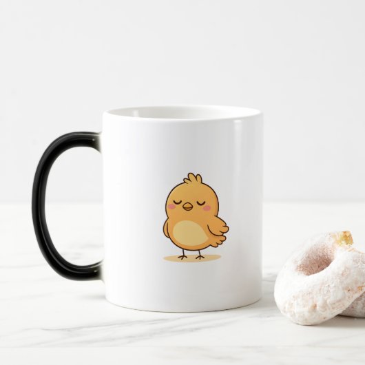 Cute Sleepy Chick Minimal Cartoon モーフィングマグカップ (ドーナツ)