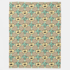 Cute Sleepy Faces and Zzz Pattern フリースブランケット