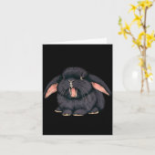 Cute Sleepy Holland Lop Rabbit Yawn Black Bunny Wa カード (黄色い花)