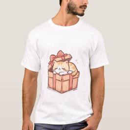 Cute Sleepy Kawaii Cat in Gift Box  - Cozy Surpris Tシャツ