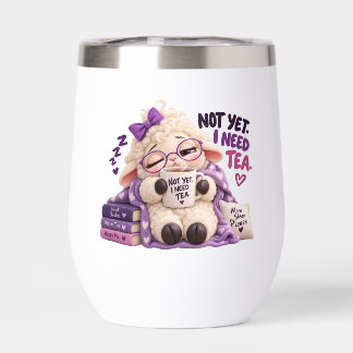 Cute Sleepy Lamb Water Bottle – Not Yet,I Need Tea