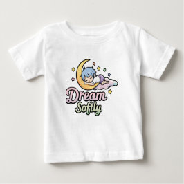 Cute Sleepy Moon Illustration with Quote ベビーTシャツ