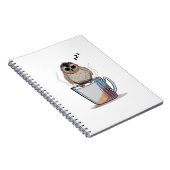 Cute Sleepy Owl Coffee Sketch Photo Notebook ノートブック (右側)