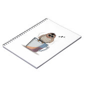 Cute Sleepy Owl Coffee Sketch Photo Notebook ノートブック (左側)