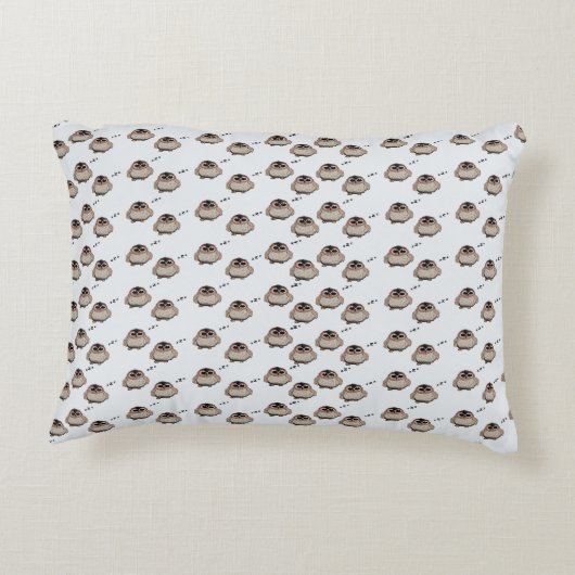 Cute Sleepy Owl Pattern Throw Pillow アクセントクッション (裏面)