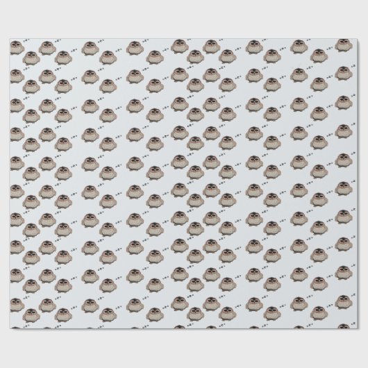 Cute Sleepy Owl Pattern Wrapping Paper ラッピングペーパー (フラット)