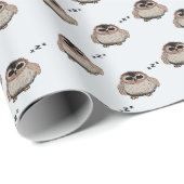 Cute Sleepy Owl Pattern Wrapping Paper ラッピングペーパー (ロールコーナー)