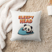 Cute Sleepy Panda “Sleepy Head” Throw Pillow クッション (ブランケット)