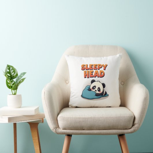 Cute Sleepy Panda “Sleepy Head” Throw Pillow クッション (椅子)