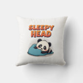 Cute Sleepy Panda “Sleepy Head” Throw Pillow クッション (裏面)