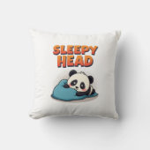 Cute Sleepy Panda “Sleepy Head” Throw Pillow クッション (正面)