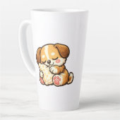 Cute Sleepy Puppy with Pillow カフェラテマグ (左アングル)