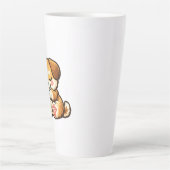 Cute Sleepy Puppy with Pillow カフェラテマグ (正面)