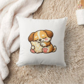 Cute Sleepy Puppy with Pillow クッション (ブランケット)