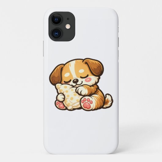 Cute Sleepy Puppy with Pillow Case-Mate iPhoneケース (裏面)