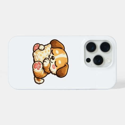 Cute Sleepy Puppy with Pillow iPhoneケース (裏面横)
