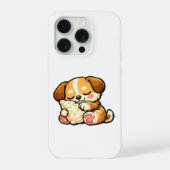 Cute Sleepy Puppy with Pillow iPhoneケース (裏面)