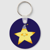 Cute Sleepy Star Cartoon Illustration キーホルダー (裏面)