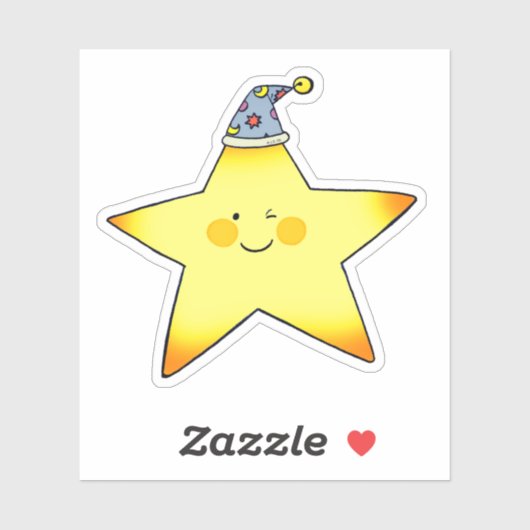 Cute Sleepy Star Cartoon Illustration シール (シート)