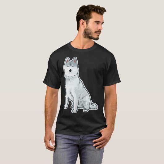 Cute Sleigh Dog Siberian Husky Tシャツ (正面フル)