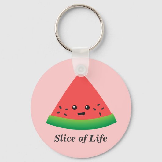 Cute Slice of Watermelon Pink Keychain キーホルダー (正面)