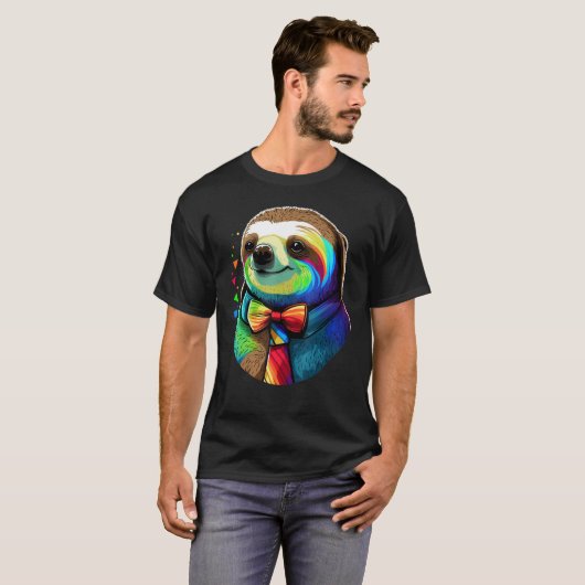 Cute Sloth Animal on Sloth 2 Tシャツ (正面フル)