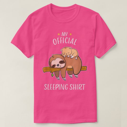 Cute Sloth Baby Cat Sleeping Pajamas Funny Tシャツ (デザイン正面)