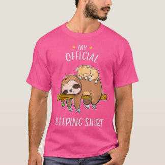 Cute Sloth Baby Cat Sleeping Pajamas Funny Tシャツ
