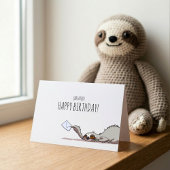 Cute Sloth Belated Happy Birthday Funny Cartoon カード