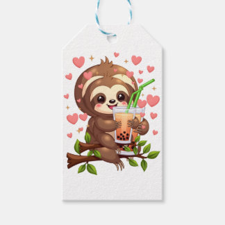 Cute Sloth Boba Bubble Milk Tea Kawaii Women Girls ギフトタグ
