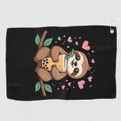 Cute Sloth Boba Bubble Milk Tea Kawaii Women Girls ゴルフタオル (横)
